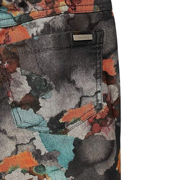 Joseph Ribkoff Charcoal Multi Floral Motif Print Pull On Jeans Womens 4 - Picture 7 of 7